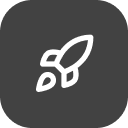 Home 32 Rocket launching icon on a dark rounded square.